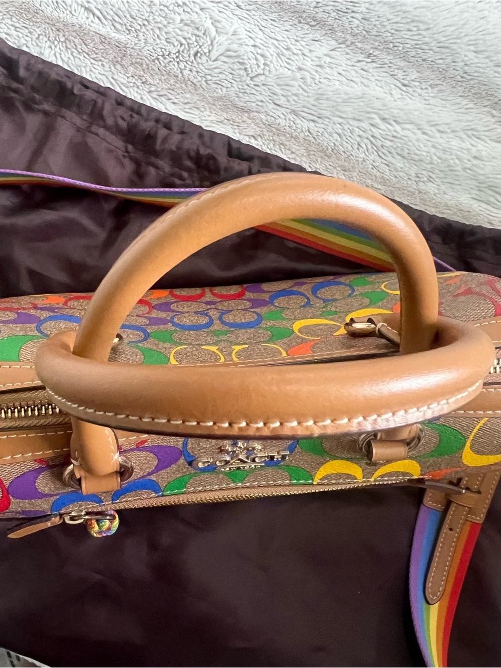 Coach Rainbow Logo Leather Rowan Purse - Picture 10 of 10